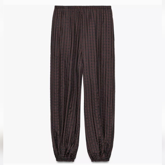ZARA ZW COLLECTION GINGHAM BLOOMER PANTS - Picture 11 of 16